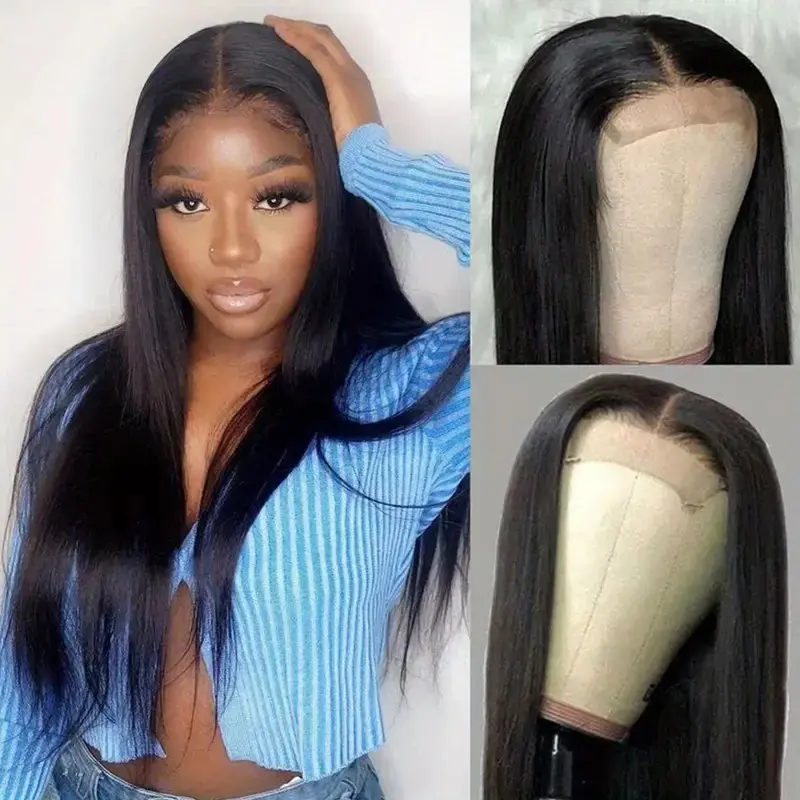 Rosabeauty 250 Density 13x6 Straight Hair Lace Front Wig Human Hair Nature Color 13X4 Frontal Glueless For Women 30 40 Inch