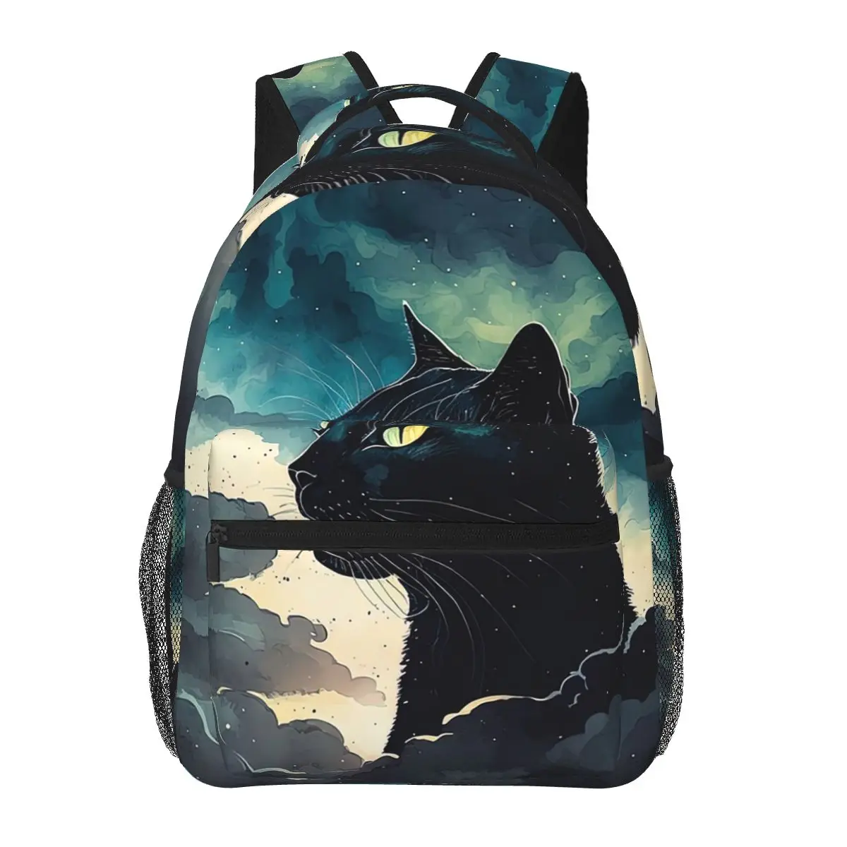 

Black Cat Looking Up At The Starry Sky Student Backpack School Bag Hiking Travel Daypack for Men Women Bookbag Shoulder Bags