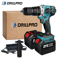 Drillpro 13MM Brushless Electric Impact Drill 20+3 Torque Screwdriver Hammer Drill Power Tools With 2 Battery for Makita 18V