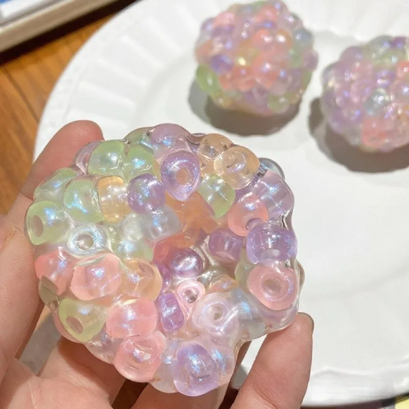 Bola antiestrés con cuentas pop blandas coloridas, juguete sensorial súper suave para adultos y niños, regalos para aliviar la ansiedad