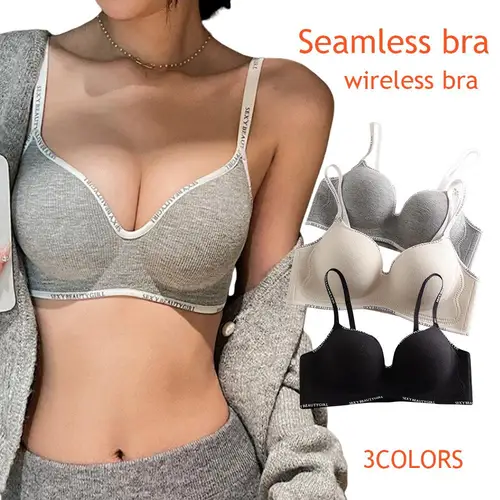 Imagen 2 del producto Ropa interior sin rastro, sujetadores sin costuras, sujetador de soporte suave para mujer, sujetador de realce para pechos pequeños, ropa interior gruesa cómoda