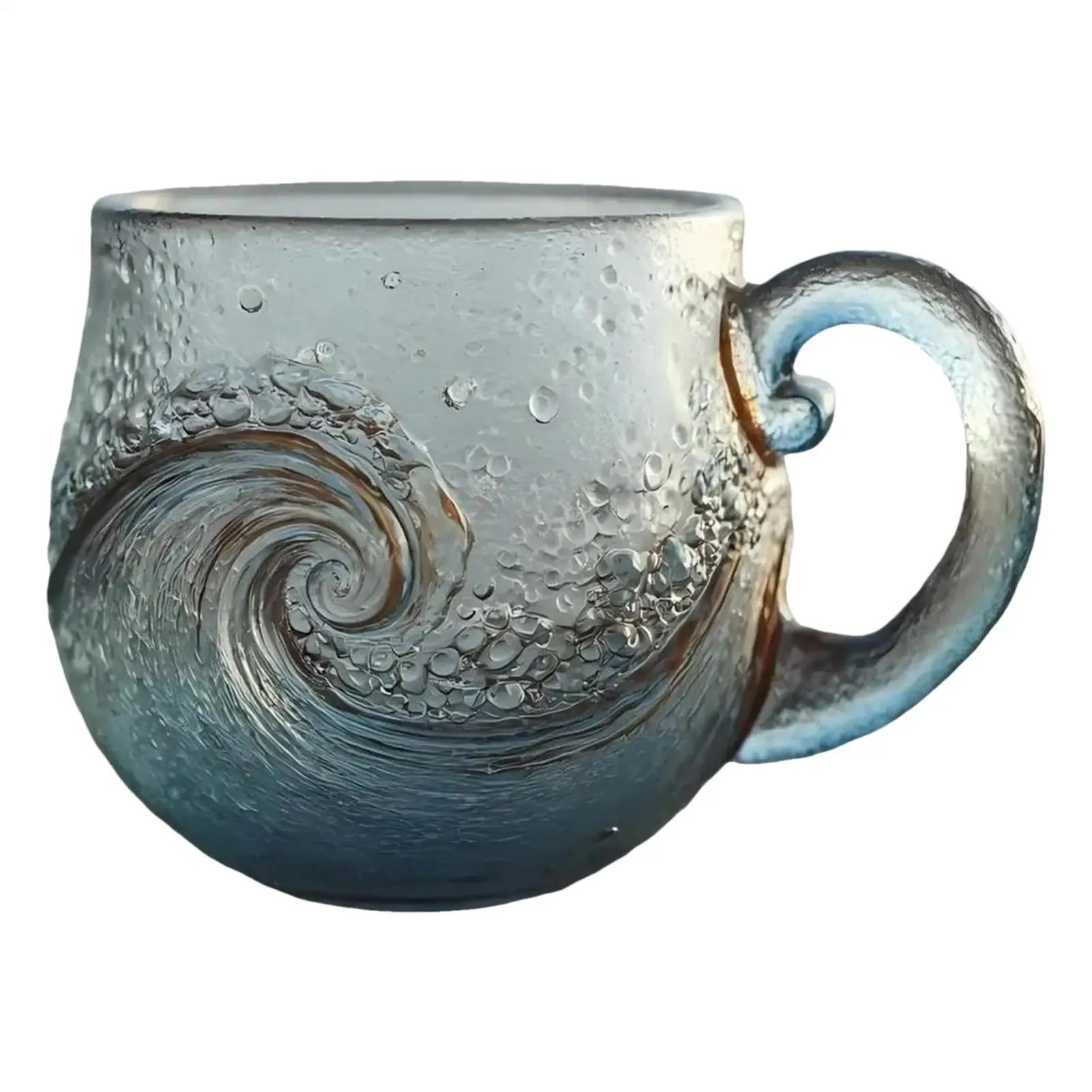 Strandtasse, Seeglas, Wellenbecher, Kaffeetasse mit Ozeanmotiv, Seethema, Wasser, Teetasse, Kaffeeglasbecher für Arbeitsplatz, Reisen, Bar