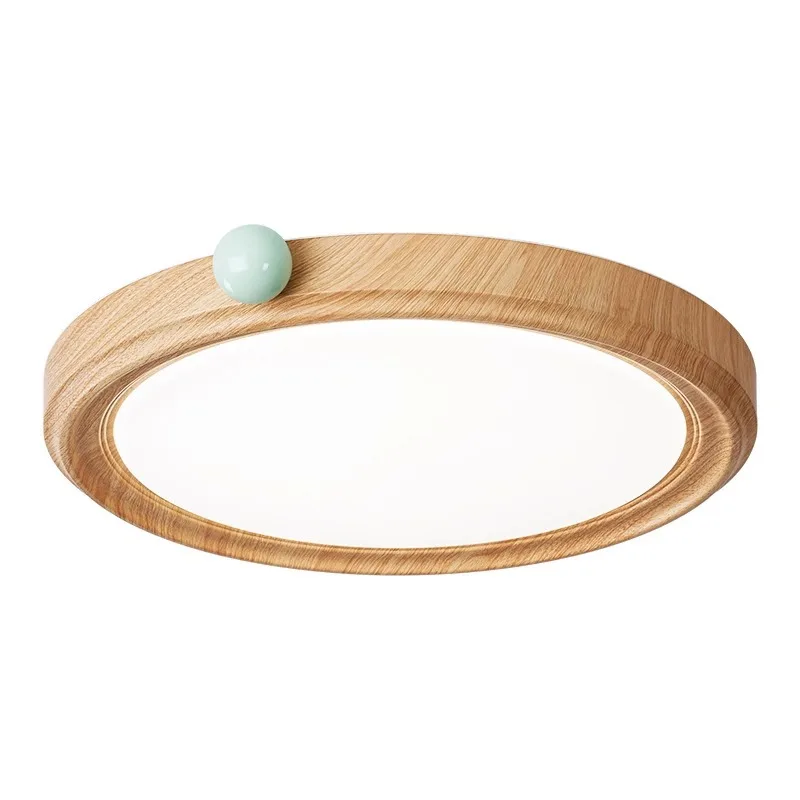 

Japanese-style log wind bedroom room ceiling light wood grain color milk bean round full spectrum eye protection master