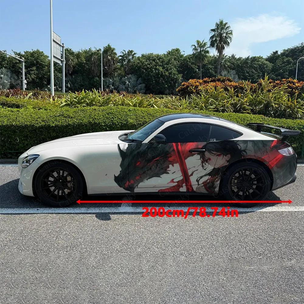2pcs Ink Dragon & Companion Car Side Wraps, Self-Adhesive PVC Waterproof & Scratch-Resistant Stickers, Car Accessory Gift