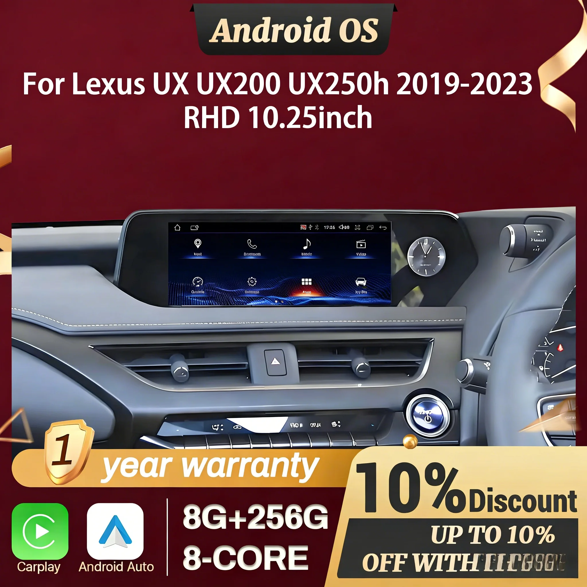 Right hand drive 10.25inch For Lexus UX UX200 UX250h 2019-2023 Car Radio Wireless CarPlay Multimedia Snapdragon 685 Screen