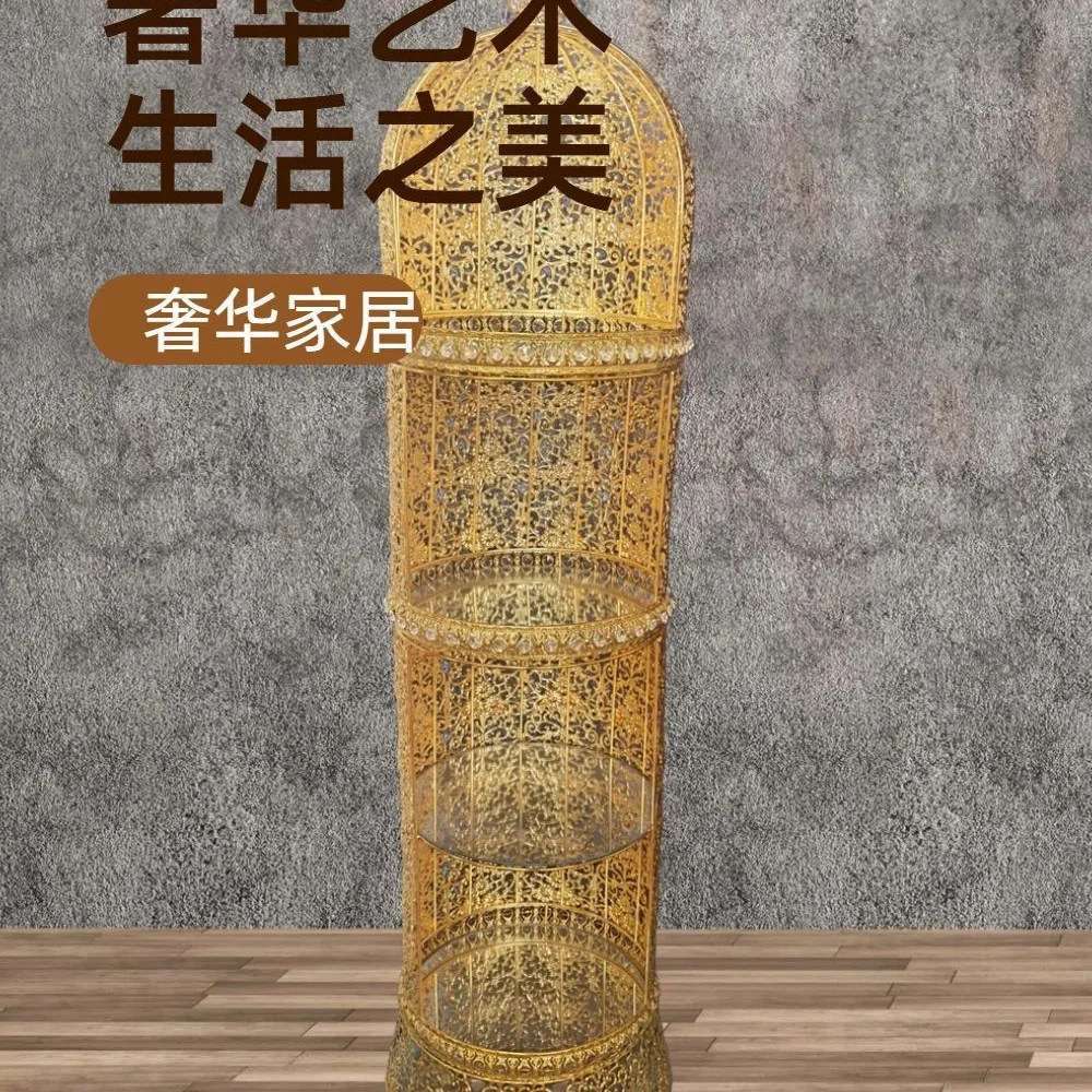 Factory-direct sales of European-style light luxury crystal mobile storage rack decoration