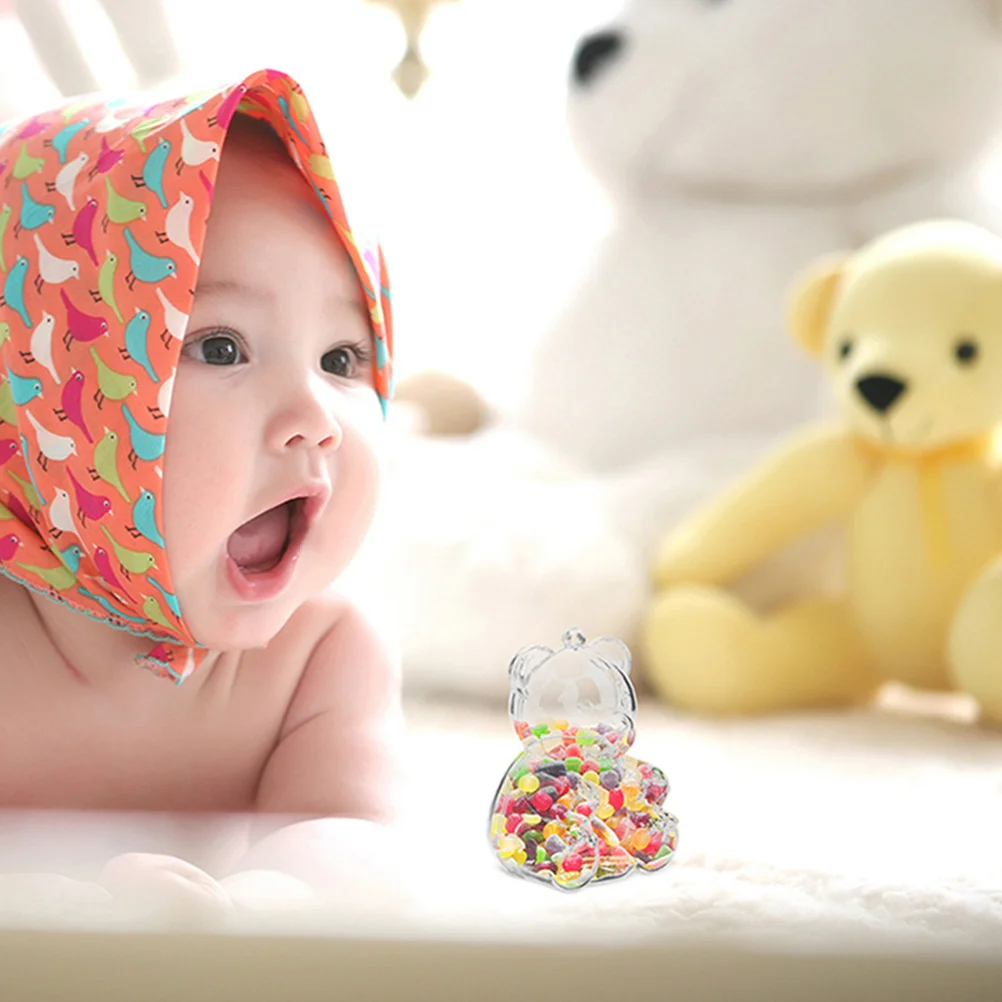 

8pcs Acrylic C Bear Shaped Wedding Party Favor Container for Sweets Snacks Gift Storage Packaging Boxes Cases