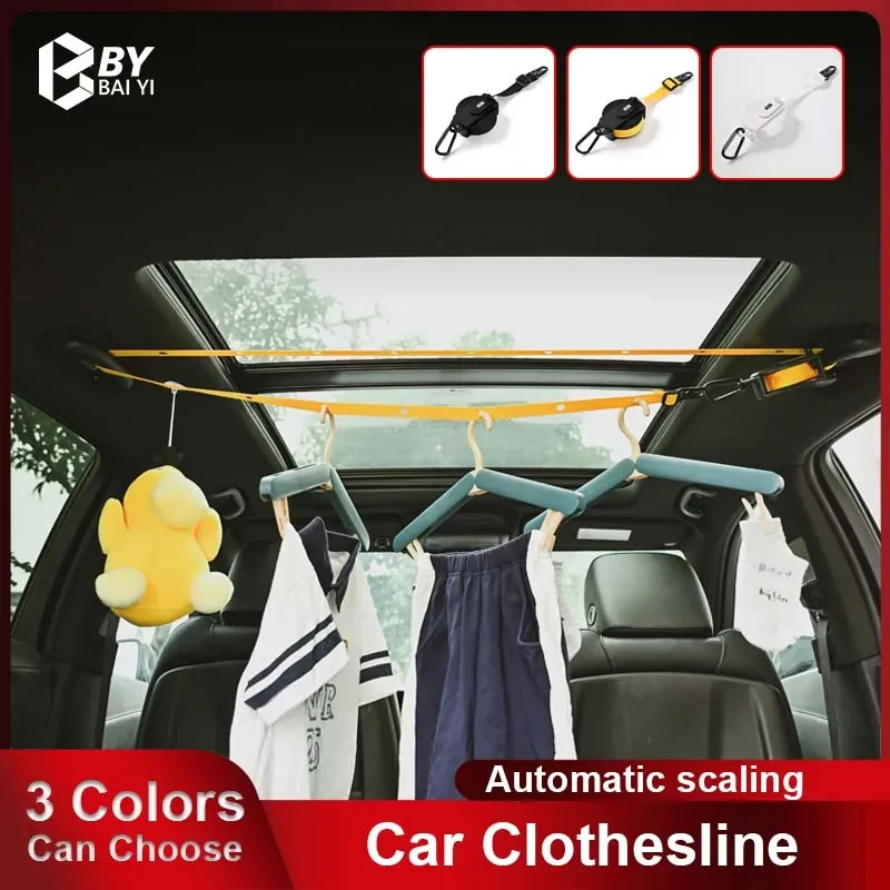 3.6m Retractable Car Clothesline Multifunctional Drying Rack Self-driving in the Car Camping Hotel Travel Clothesline Accessorie