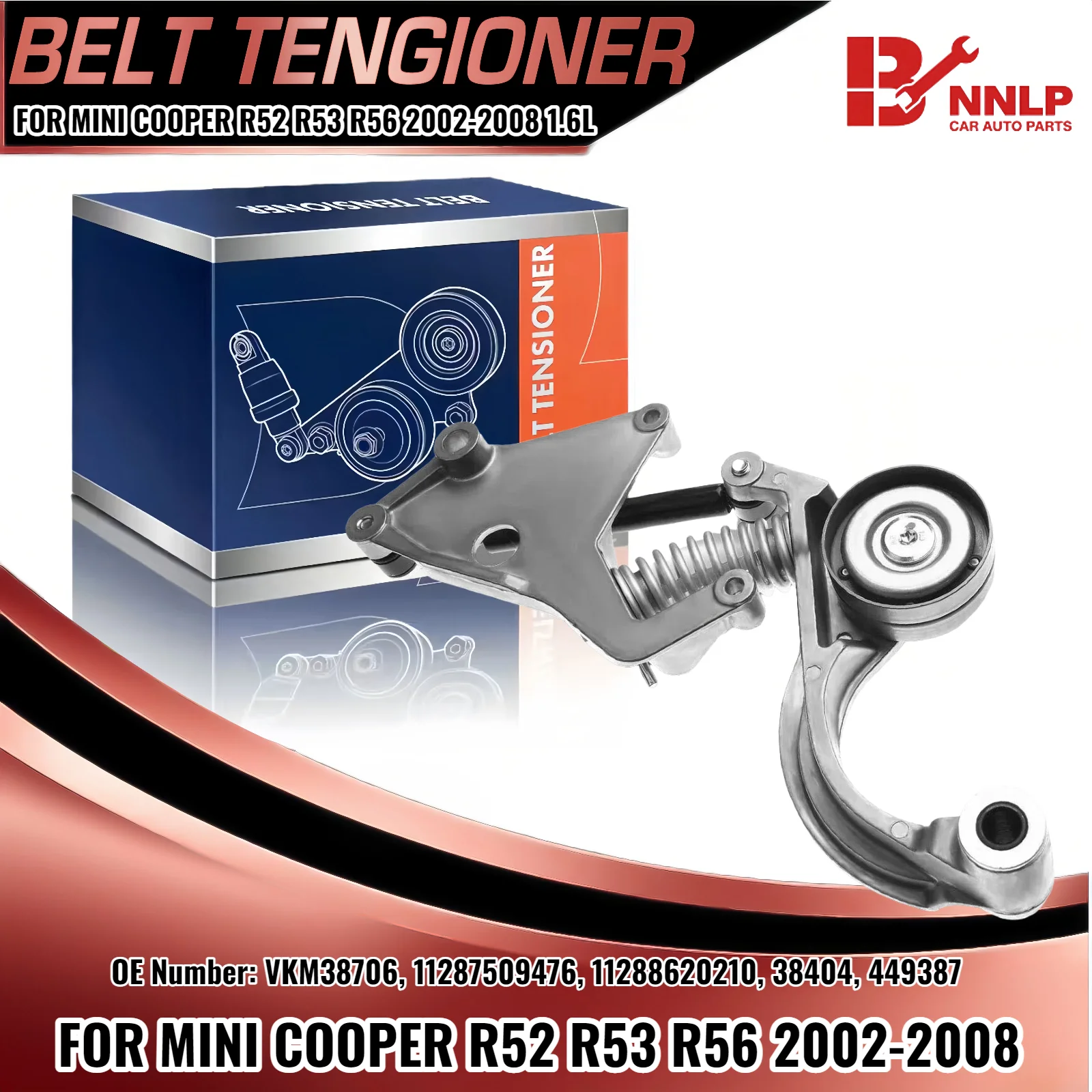 

Drive Belt Tensioner w/Pulley for Mini Cooper R52 R53 R56 02-08 1.6L 11287509476 VKM38706 11288620210 38404 449387