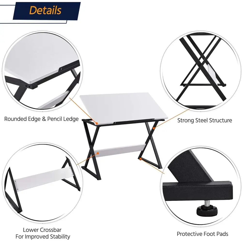 Drating Table or Artists Art Desk Ding Painting Studying Table w/ed Tabletop Art Crat Work Station or Adults Home Oice School Us view 6