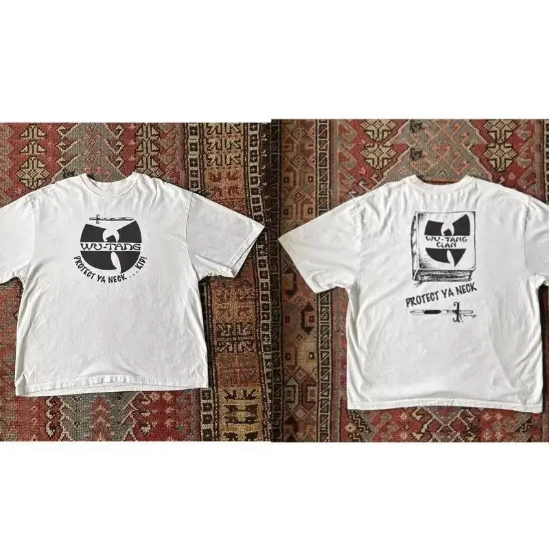 Camisetas de Punk Rock Wu-Tang Clan con Estampado Vintage, Estilo Hip Hop, Corte Holgado, Cuello Redondo, Manga Corta, para Uso Casual, Unisex