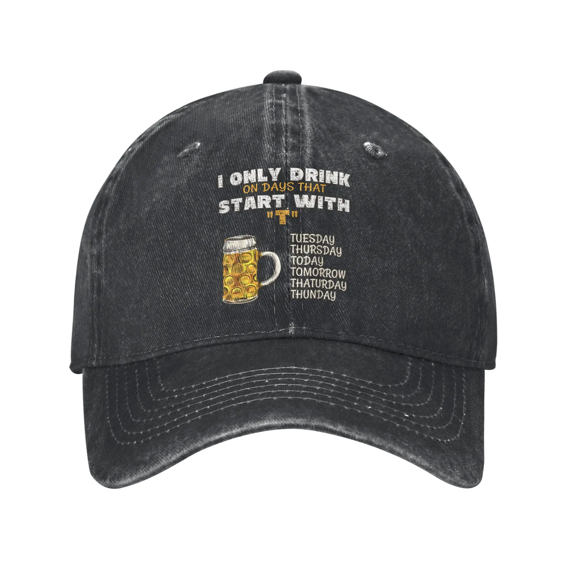 Beer Funny Alcohol Drink Lover Baseball Cap Classic Distressed Denim Snapback Hat for Men Women Outdoor Activities Gift Hats Cap