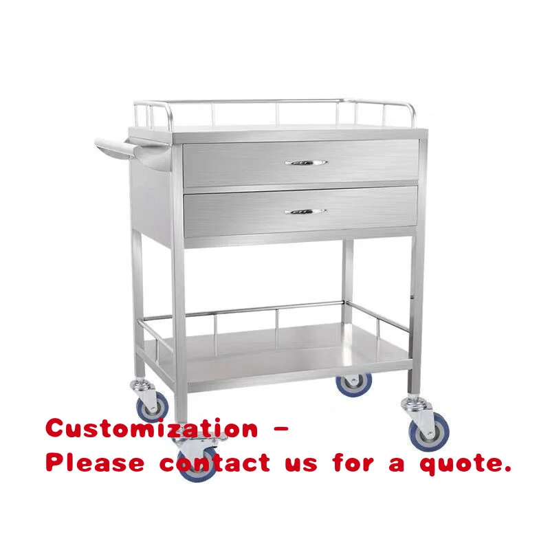 custom.Stainless Steel Hospital Emergency Trolley Three Layers Medical Trolley With Two Drawer