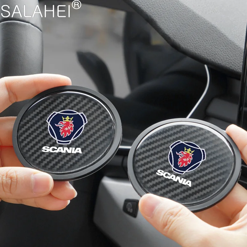 2pcs Car Water Coaster Cup Pads Non-Slip Mats For Scania K250 K280 K310 K320 K490 SERIE G P S SerieX 93 9-3 900 9000 Accessories