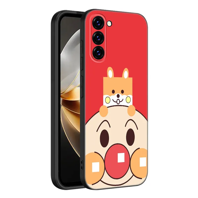 Cute Anpanman Phone Case For Samsung Galaxy S23 S21 S20 FE S24 S22 Ultra S10E S10 S9 S8 Plus Black Silicone Cover