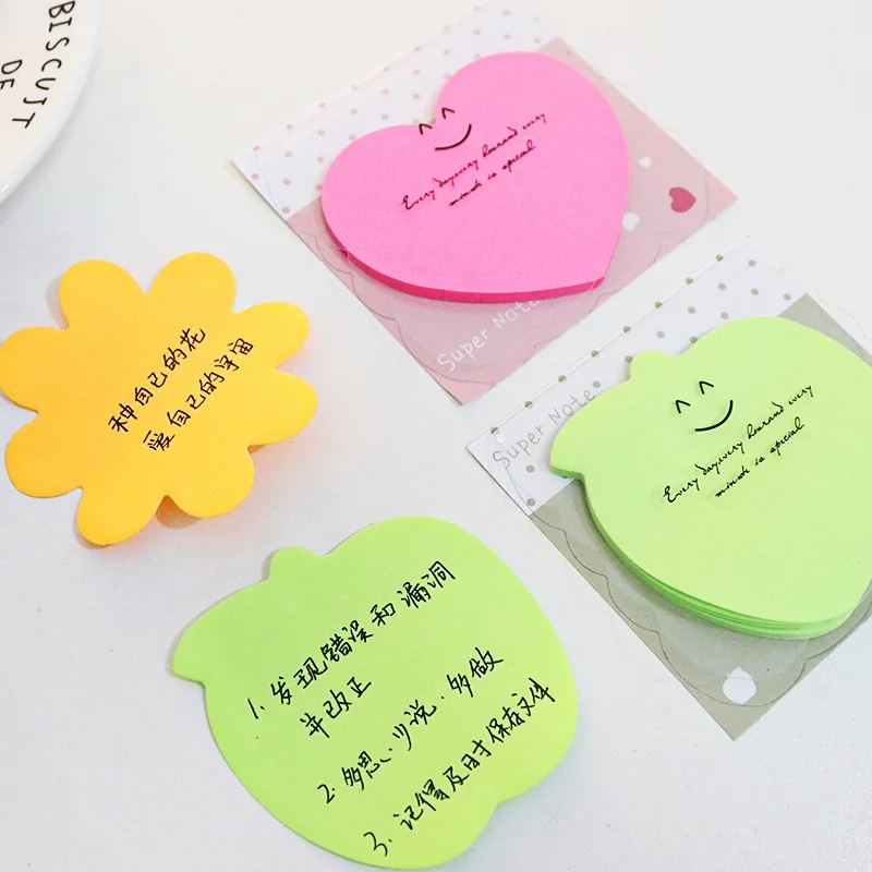 30sheets Shape Fluorescent Note Stickers, Cartoon Notice Stickers, Note Paper, N-time Stickers, Convenient  Note Memo Pad Gift