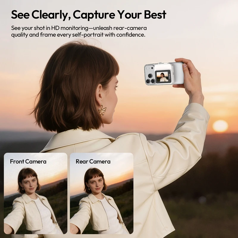 Ulanzi VM02 Magnetic Selfie Monitor Screen with Wireless Control Phone Selfie Screen Mirroring for Iphone 17 16 15 Android Vlog