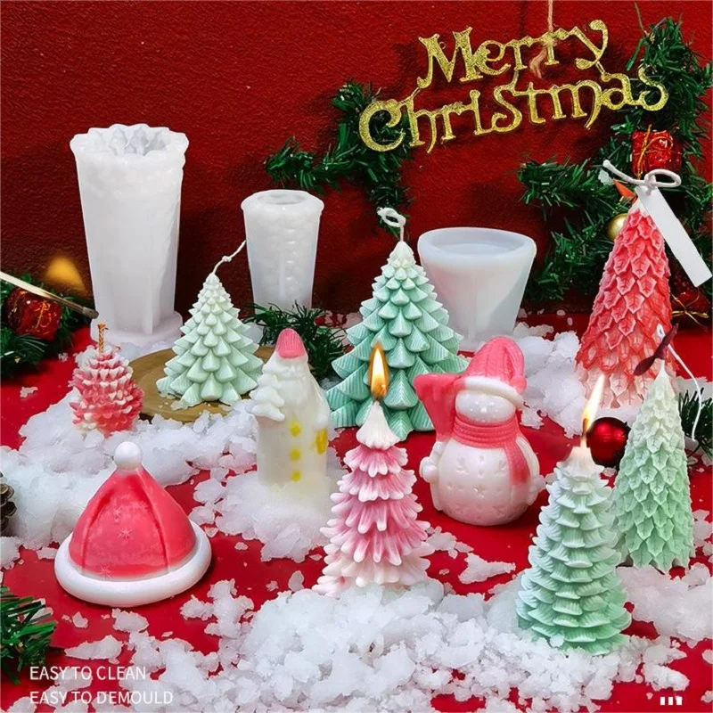 

Christmas Tree Aroma Candle Silicone Mold Christmas DIY Diffuser Plaster Handmade Soap Ice Cube Molds