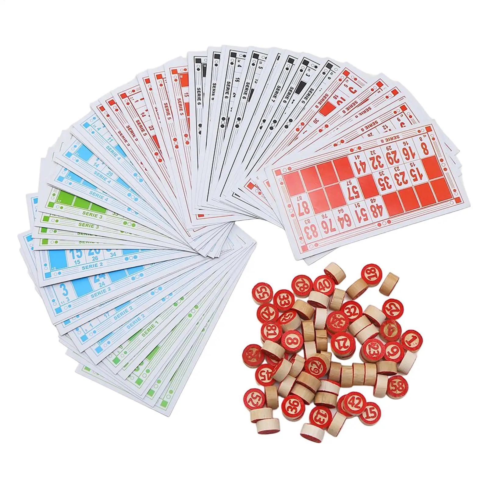 Vintage Wooden Bingo Game Set Large Print Cards Fun Family Group Activity for Parties Kids Classroom Game Group Play Nights