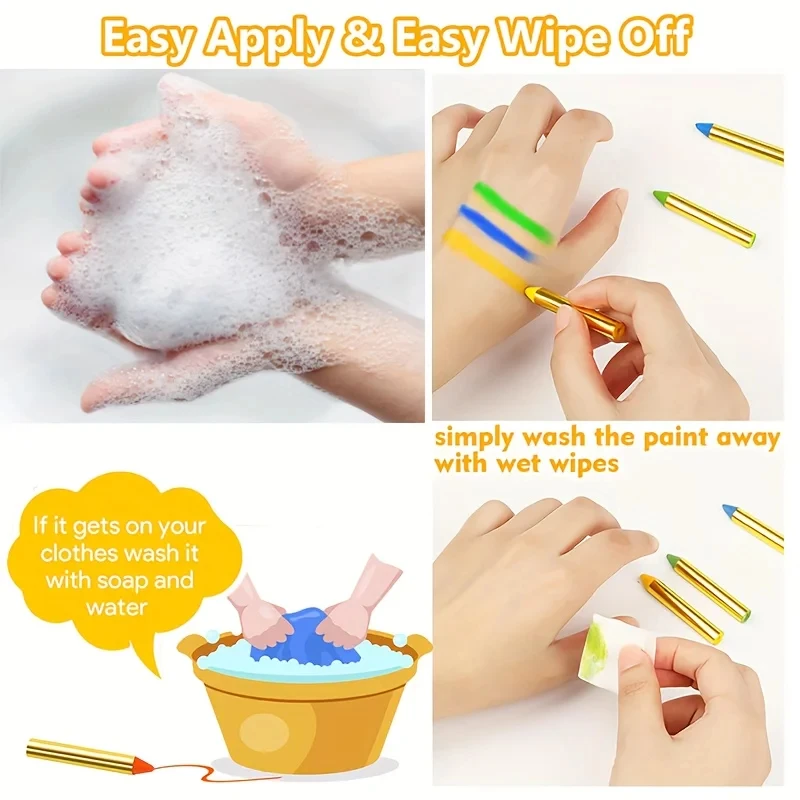 مجموعة أقلام تلوين طلاء الوجه مكونة من 28 قطعة، أعواد مكياج احترافية وآمنة وغير سامة لكرنفال الهالوين، كرنفال/ماردي جراس/ماسكيرا