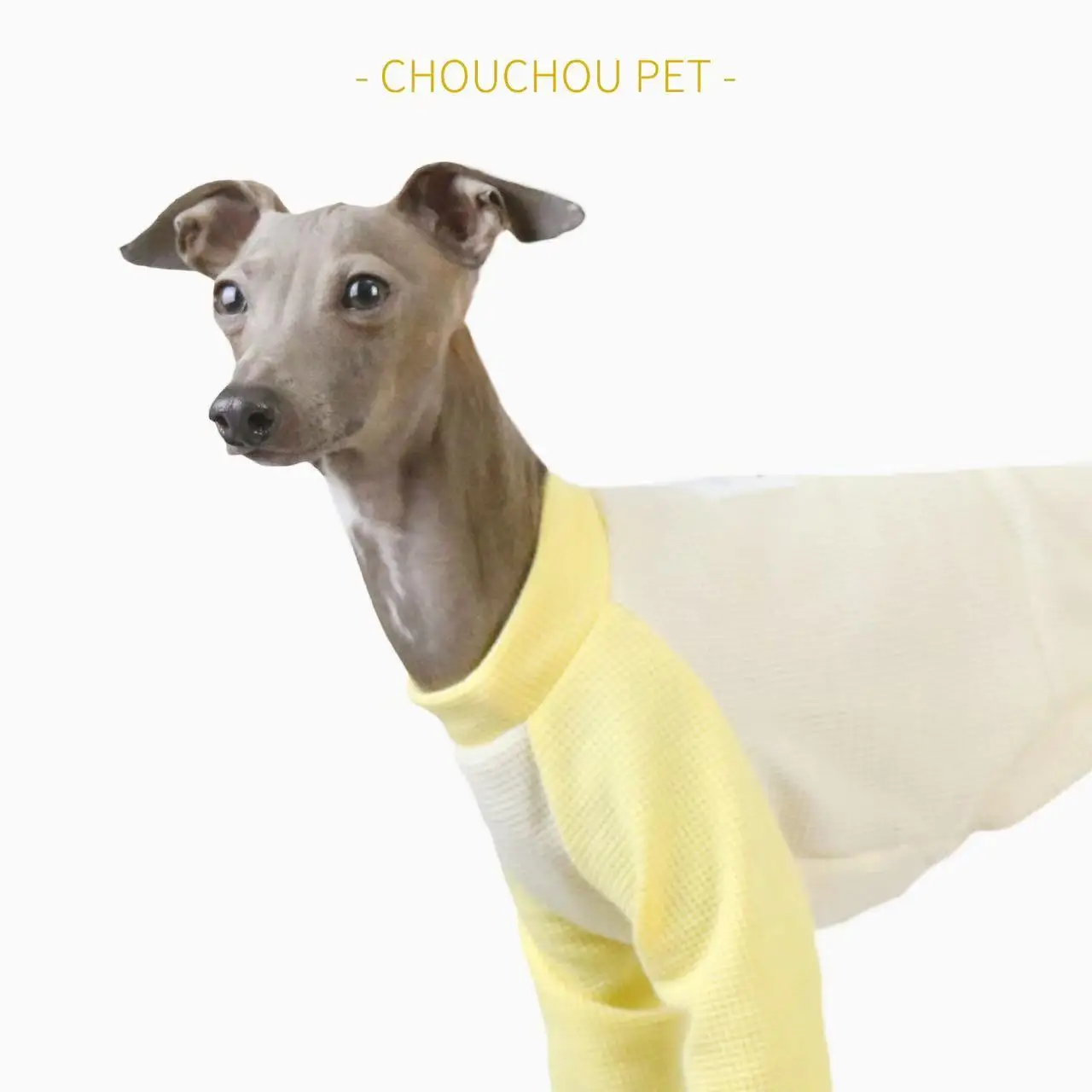 Summer thin pet clothes, yellow patchwork soft Italian greyhound coat, Whippet clothes