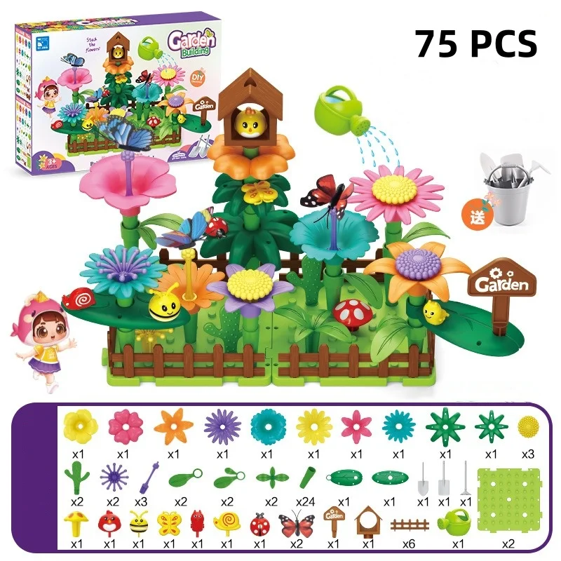 Flower Garden Architecture Set Building Blocks Toys DIY Construction  Plant Creative Educational Stacking Games Toys for Childre