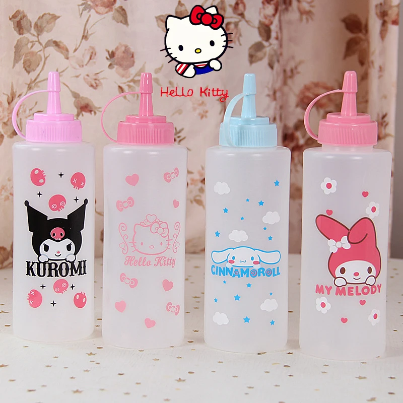 Hello Kitty Cartoon Salad Sauce Squeezed Bottle Melody Kuromi Transparent Oil Pot Cute Sanrio Seasoning Bottle Kitchen Supplies