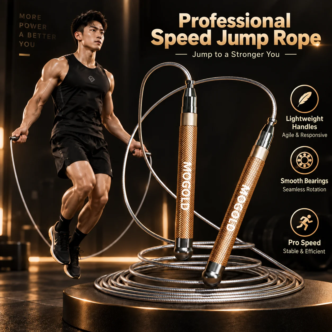 Aluminum Alloy Skipping Rope, Double Bearing Design, Adjustable Rope Length, Aerobic Fitness Equipment, Home Exercise General