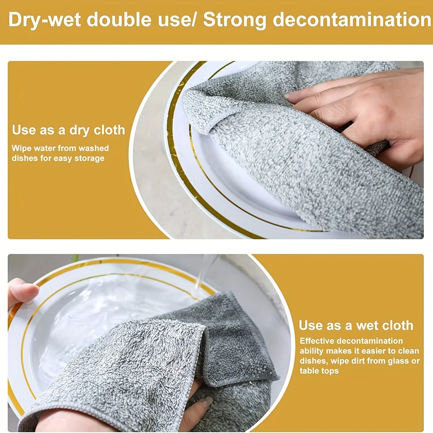 5/10/20pcs Premium Quick-Dry Bamboo Charcoal Fiber Towels, Ideal for Car and Kitchen Grease, Microfiber Cleaning Cloths Set