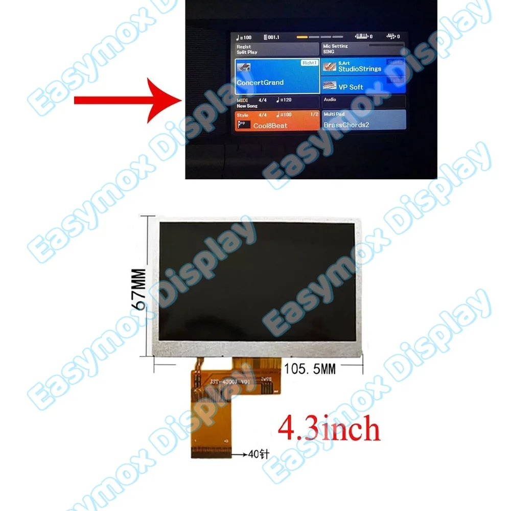 

New 4.3 Inch LCD Display For Yamaha PSR-SX600 PSR SX600 Screen Panel Replacement