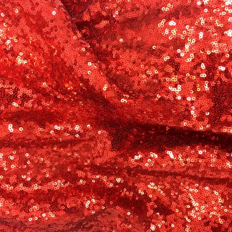 3mm Large Red Sequin Fabric  Gold Bead Special Dense Stage Dress Fabric  Fishtail Skirt Fabric