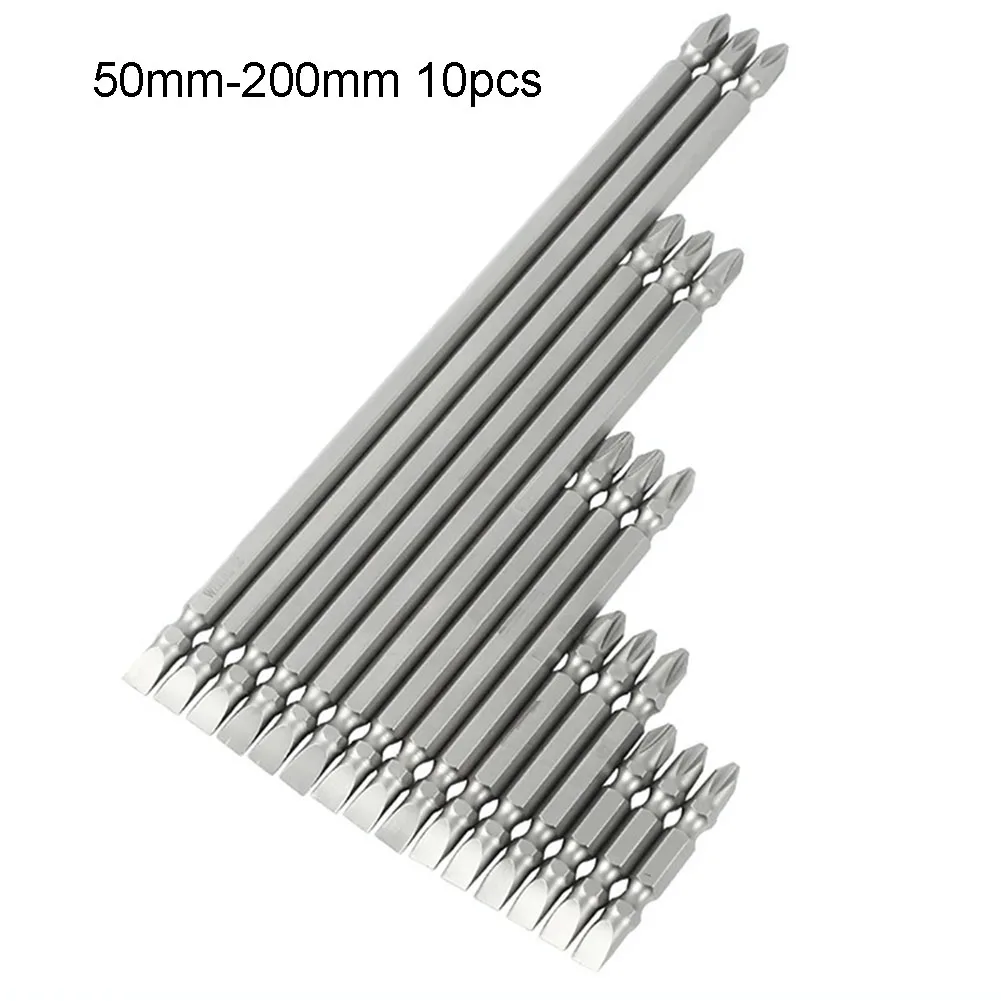 10pcs Double Head Magnetic Screwdriver Bit Set PH2 Slotted Screwdriver Bits Alloy Steel Screw Driver Hand Tools 50-200mm