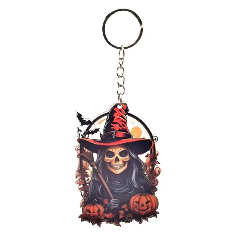 Halloween Acrylic Wizard Keychain 2D Acrylic Keyring Skeleton Keychain For Halloween Adults Horror Charm Novelty Keychains For