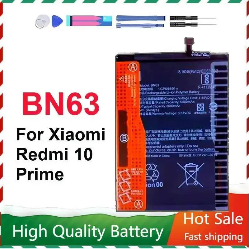 Premium Replacement For Xiaomi Redmi 10 Prime Mobile Phone Battery 6000Mah Long Lasting BN63