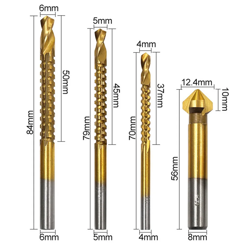 Imagem -04 - Passo Broca Viu Guarda-chuva Chanfro Bit Reta Titânio Fresa 412 20 mm mm Furo de Metal Madeira Cone Broca Peças