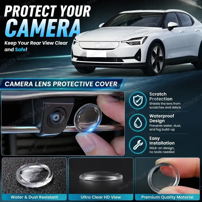 For Polestar 2 2020 2021 2022 2023 2024 2025 2026 360 Degree Reverse Camera Lens Protector Anti Scratch PC Cover Sticker Set