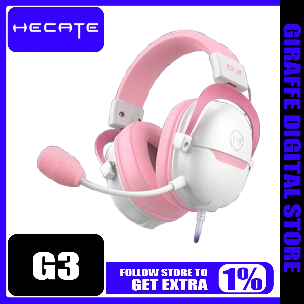 HECATE G3 Wired Gaming Headset 7.1 Stereo Around Sound with Microphone 50mm Moving Coil Headphone Pc Game Accessories Gamer Gift