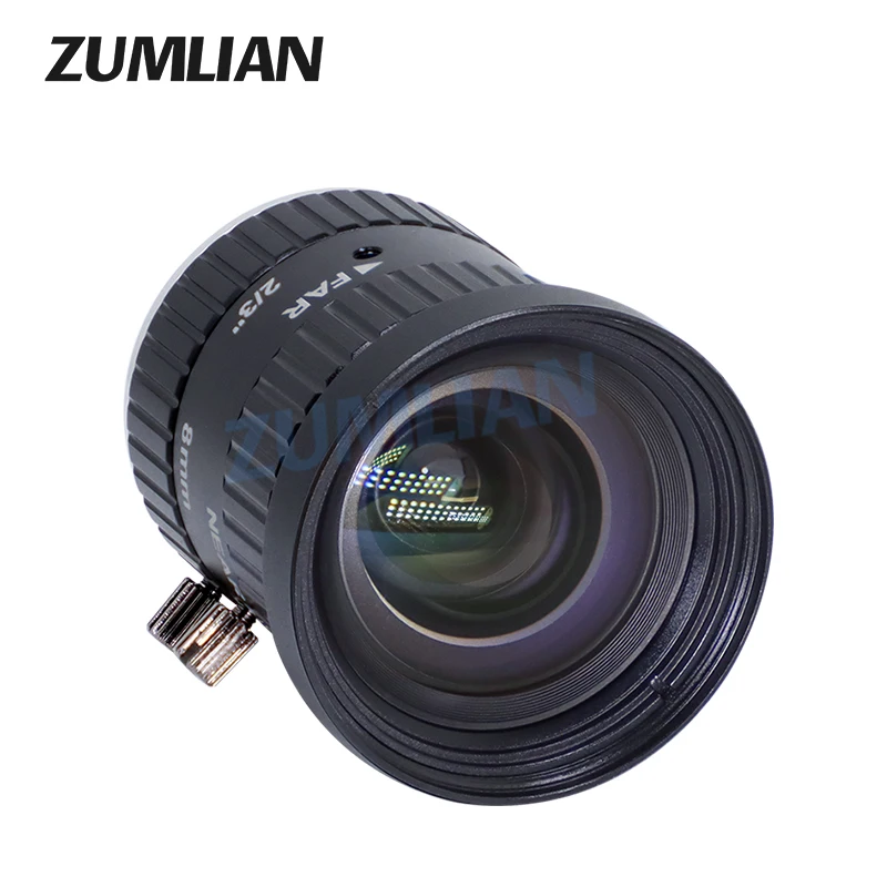 ZUMLIAN 8 مللي متر C-Mount Lens 6MP كاميرات 2/3 بوصة عدسة F2.8 دليل القزحية الثابتة التركيز آلة الرؤية CCTV/FA كاميرات تشويه منخفضة