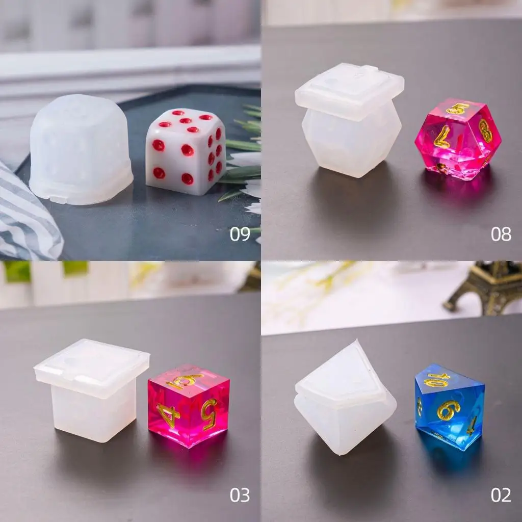 

J78F 8 моделей игральные кости форма для эпоксидной смолы DIY производство игровой номер буквы кусочки