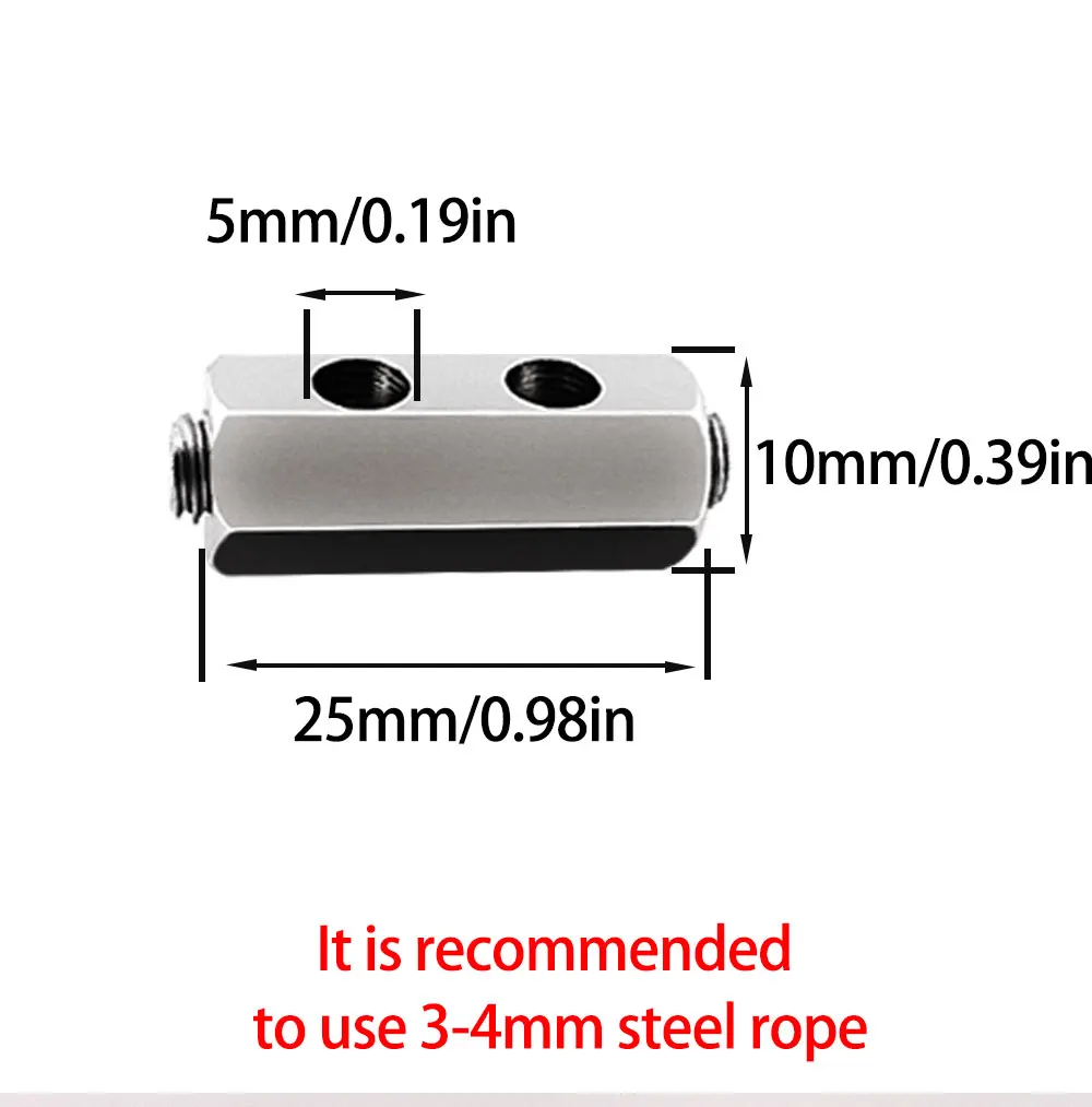 100 Stück für 4mm verstellbare Hochleistungs-Befestigung, Stahlseilklemme, Kabelklemme, Metallklemme, Schlingenbefestigung, inklusive Inbusschlüssel. – Detail 2