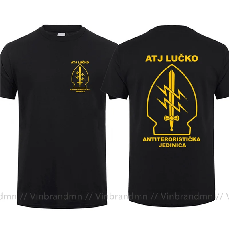 ATJ LUCKO Croatian Counter Terrorism Special Unit Force T Shirt Man Men's Cotton Short Sleeved Tops Tees Shirts Euro SIZE Tshirt
