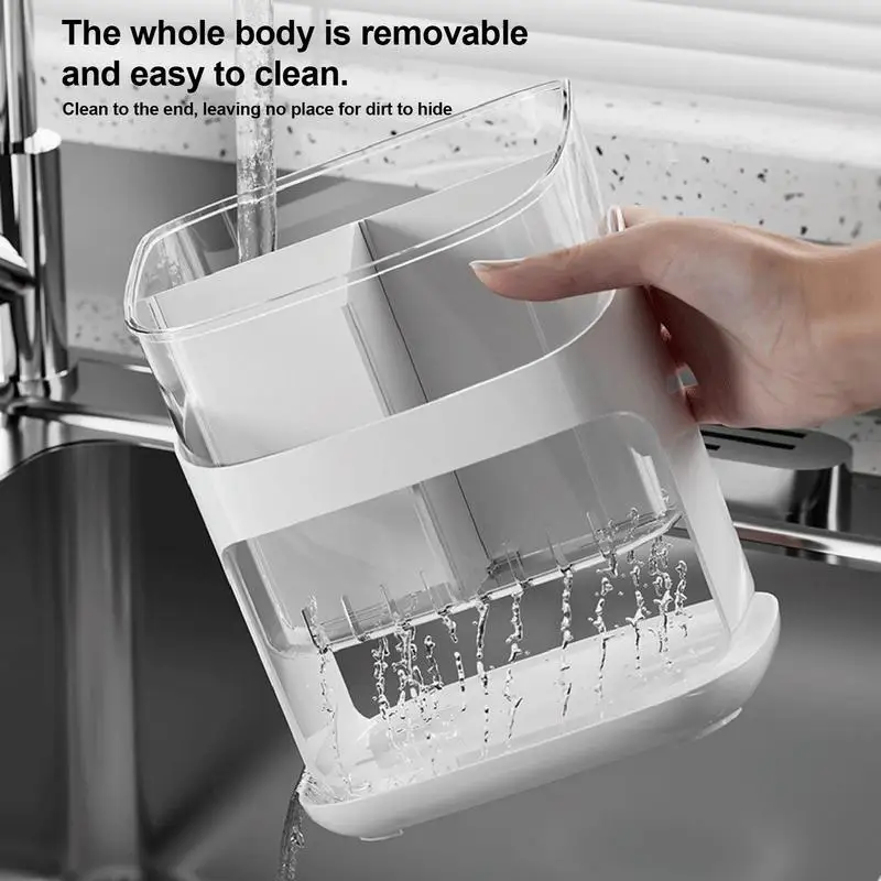 Utensil Holder Cutlery Drainer Kitchen Tableware Storage Bucket Plastic Chopstick Spoon Storage Rack Detachable Kitchen Tools