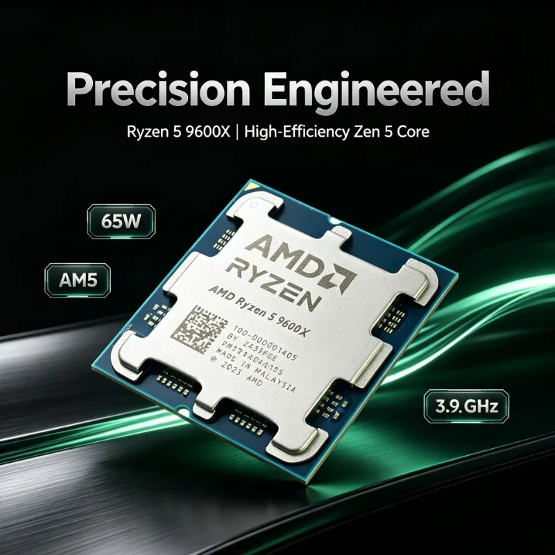 65W TDP AM5 CPU R5 9600X 6‑Core 12‑Thread 5.4GHz 32MB L3 Cache 4NM Process Support DDR5 Desktop Processor Without Cooler
