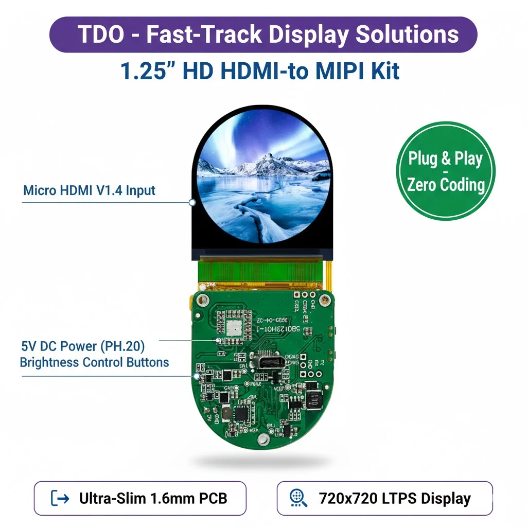 xx-1.25 Inch 720x720 120Hz FAST LCD Module Driver Board 400 Nits IPS All-View High PPI Industrial AR HMD Thermal Imaging Dental