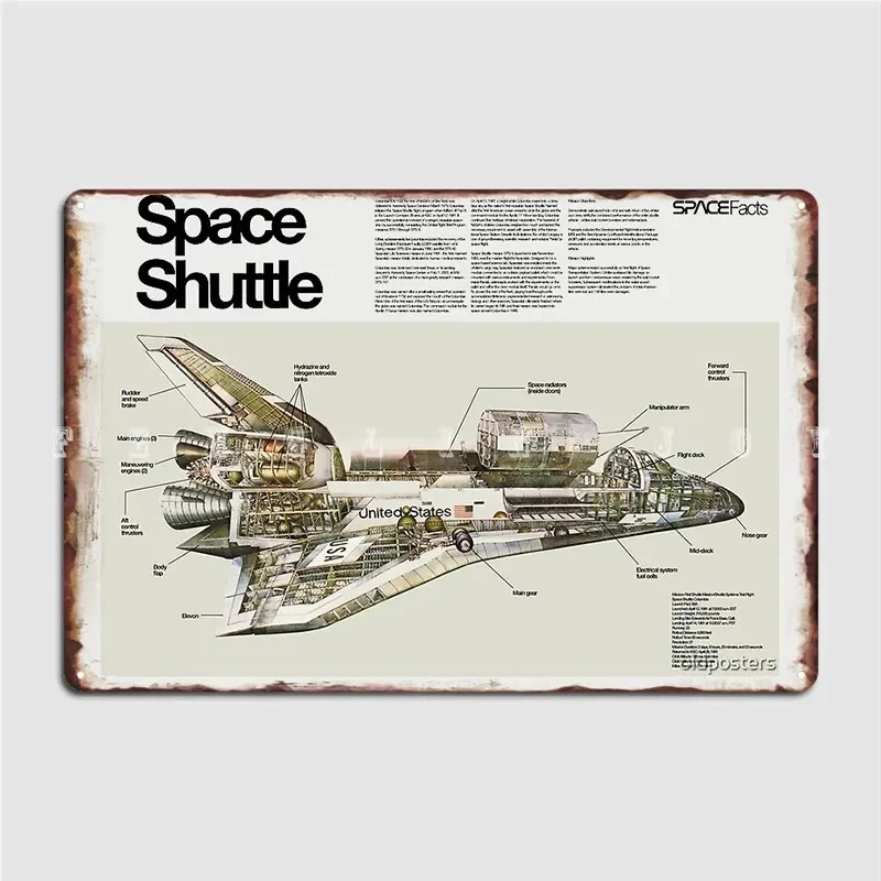 Space Shuttle Metal Plaque Poster Club Party Pub Garage Create Wall Decor Tin Sign Posters