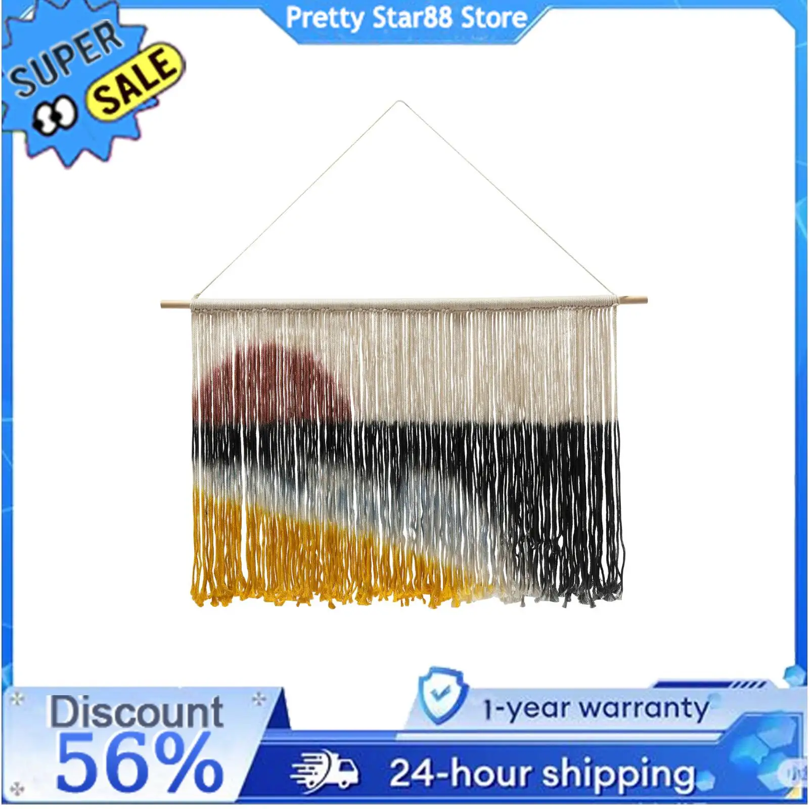 

Modern Nature Wall Decor Large Macrame Wall Hanging 43x28in Dip Dye Art Tapestry for Home Office
