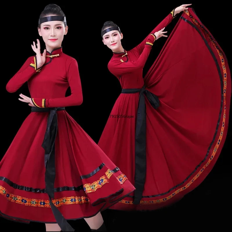 Pakaian Hanfu tradisional Mongolia kostum nasional klasik kostum tarian Tibetan kostum tarian minoritas pertunjukan panggung