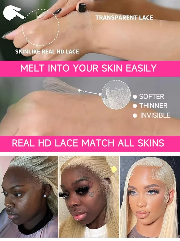 613 HD الدانتيل الباروكة الأمامية 13x6 13x4 جاهزة للذهاب غلويليس الباروكات 12A 270% الكثافة مستقيم شقراء الدانتيل الجبهة الباروكات شعر الإنسان 38 بوصة