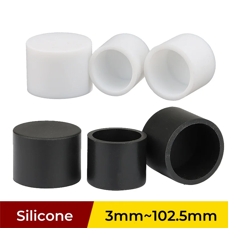 

3~102.5mm Black White Soft Silicone Rubber Round End Cap Dust Seal Protection Gaskets Pipe Cover Caps Round Tube Insert Stoppers