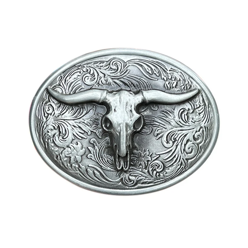 

Tang grass retro cow head belt buckle Western style